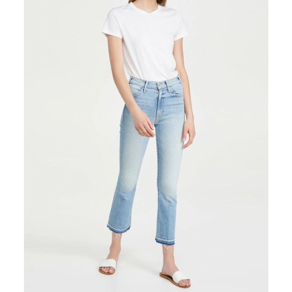 Mother Women On My Feet Light Wash Denim Hustler Ankle Undone Hem jeans Size 26 - Picture 5 of 10